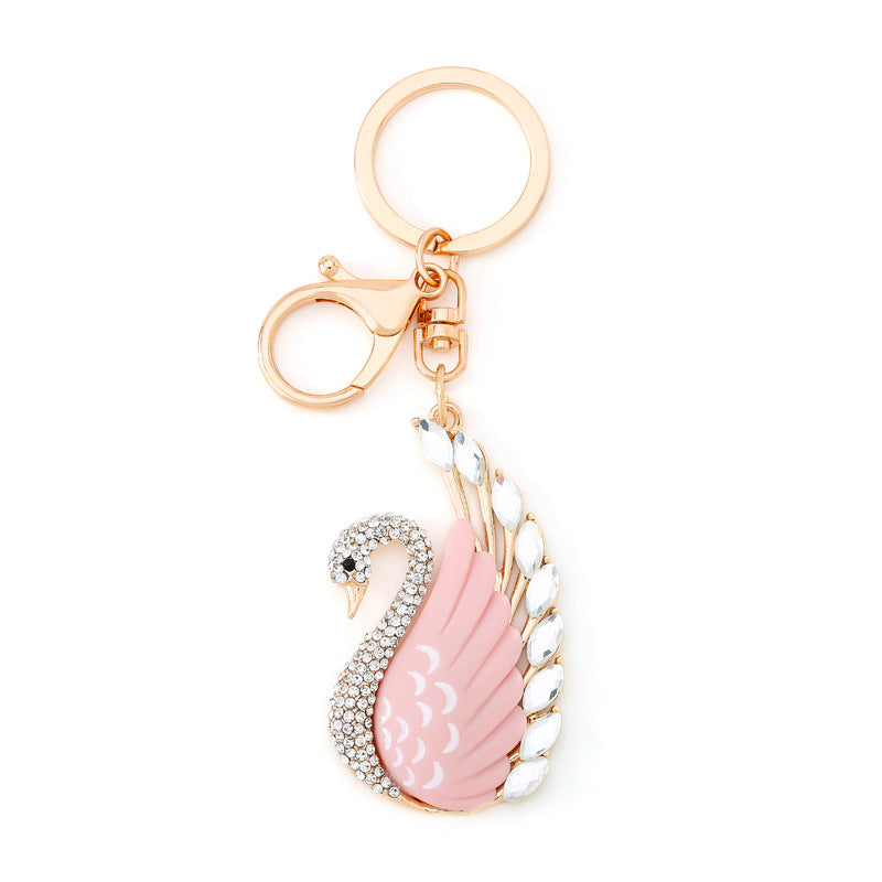 Wholesale Crystal Swan Rhinestone Diamond Alloy Keychains